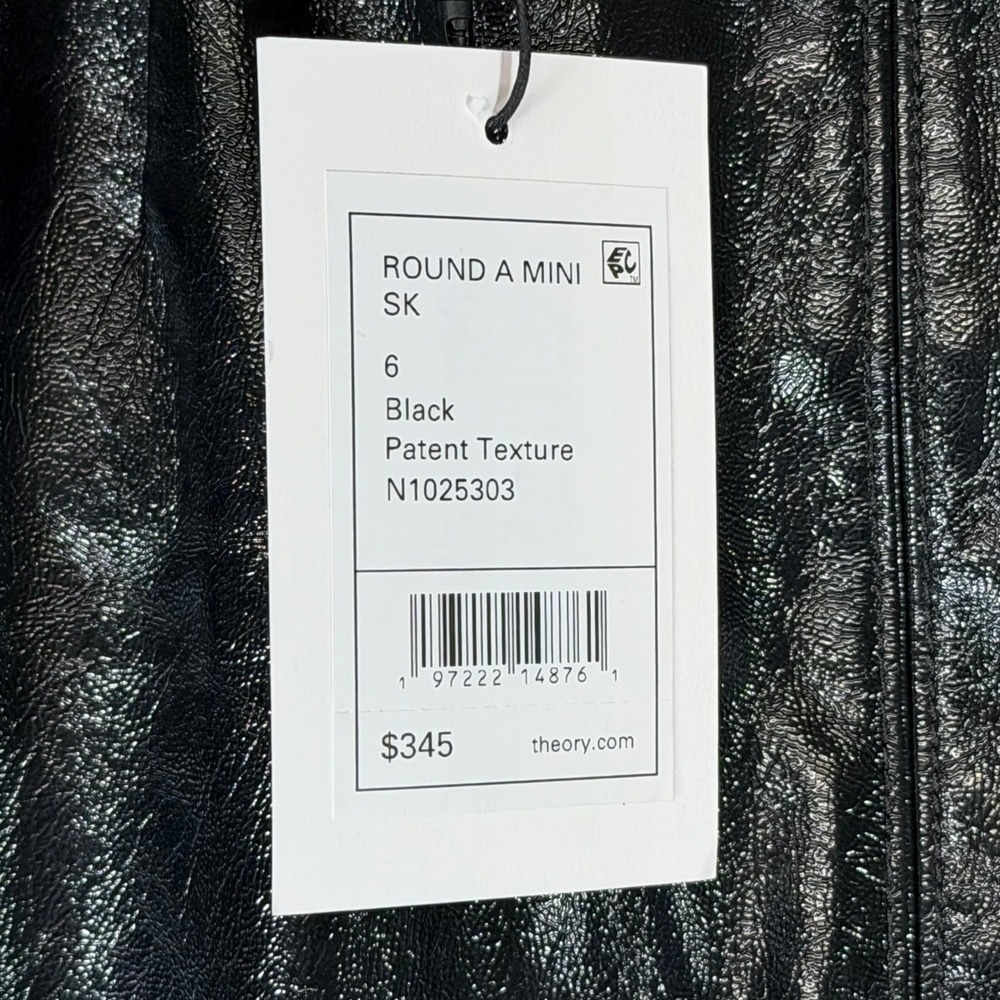 Theory Round A Mini Patent Black Skirt SZ 6 | $345 Retail - Picture 5 of 9